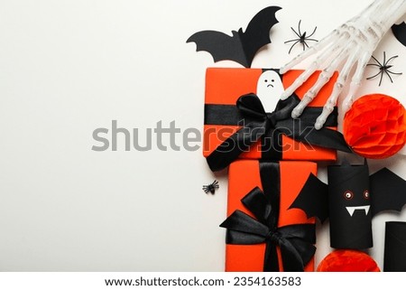 Halloween paper mockups on white background, space for text