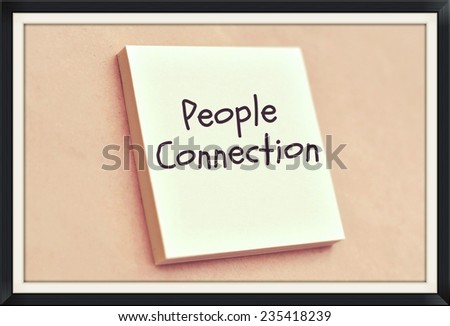 Text people connection on the short note texture background
