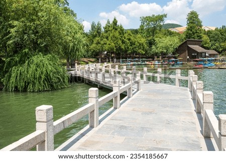 Summer Scenery Stone Bridge in Pearl Spring Scenic Area, Nanjing, Jiangsu Province, China