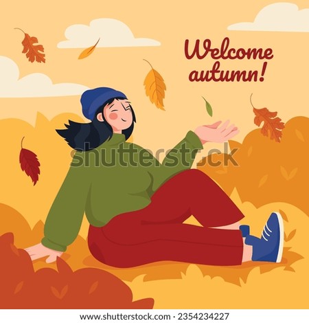 Welcome autumn season. happy autumn background. fall season background. maple leaves. autumn festival. Vector illustration. Poster, Banner, Flyer, Greeting Card, Template, invitation. leaves falling.