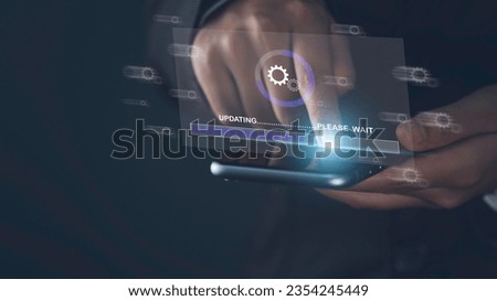 Developer released new version of operating system software update for a modern, efficient, and secure digital environment, with app functions technology for a smartphone system. Royalty-Free Stock Photo #2354245449