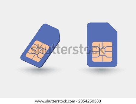 Vector realistic sim card in two views. Royalty-Free Stock Photo #2354250383