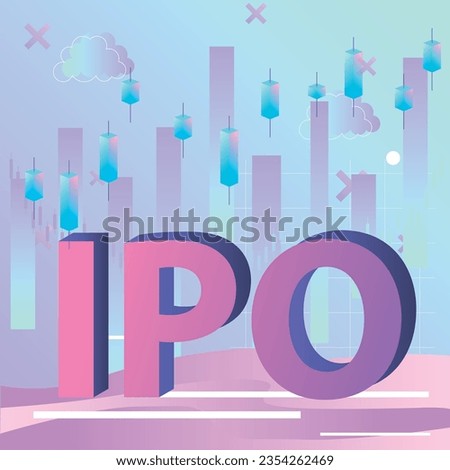 Creative infographics, IPO, clouds, the rise and fall of the stock exchange, charts. Vector for describing SMM and banners for the exchange and market Royalty-Free Stock Photo #2354262469