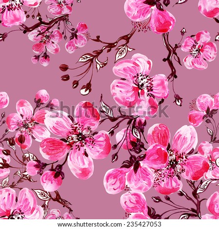 Seamless pattern wonderful spring flowers-4