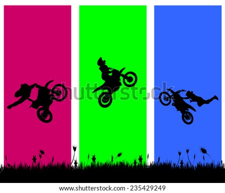 Vector silhouette of a biker who jumps.