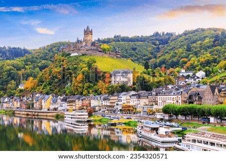 Cochem, Germany. Old town and the Cochem (Reichsburg) castle on the Moselle river. Royalty-Free Stock Photo #2354320571