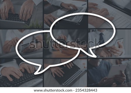 Chat concept illustrated by pictures on background