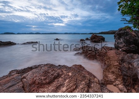 View of Sattahip bay at sunset time. Sattahip bay at sunset time with long exposure photo.