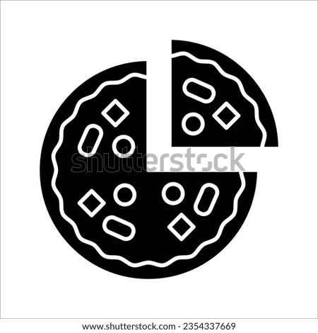 Pizza with one slice separated linear icon. vector illustration on white background