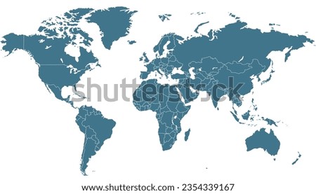 World map. Silhouette map. Color modern vector map.	
