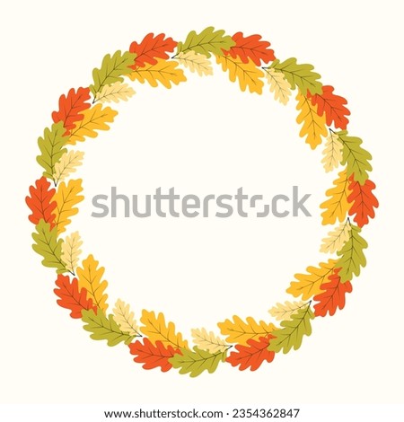Clip art of hand drawn wreath of Autumn leaves on isolated background. Warm background for Autumn harvest, Thanksgiving, Halloween and seasonal celebration, textile, scrapbooking.