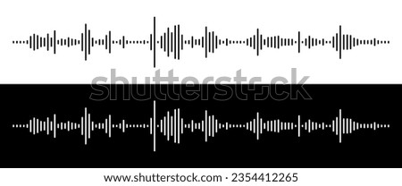 Waves of the Digital Equalizer Isolated on Black and White Backgrounds. Digital Sound EQ Vector Illustration. Voice Assistant Soundwave. AI Assistant Voice Generation or Recognition Concept. Royalty-Free Stock Photo #2354412265
