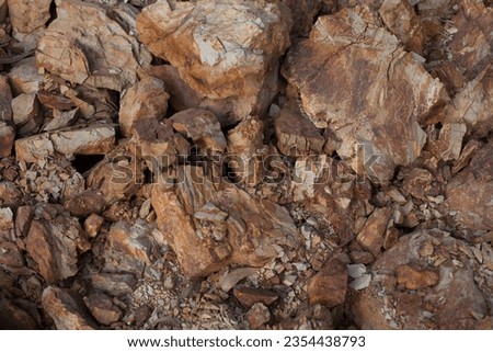 photograph of flagstone on a hill. Concept of nature and industries.