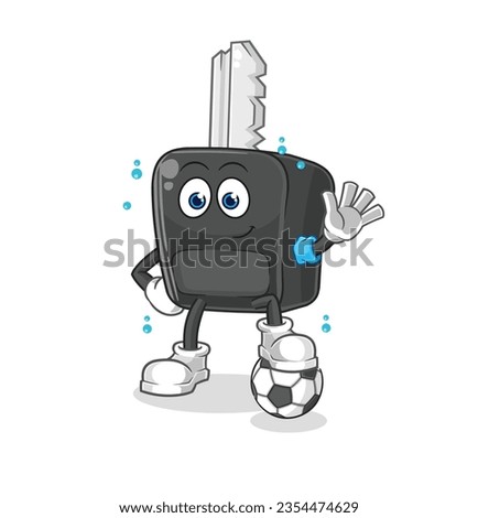the car key playing soccer illustration. character vector