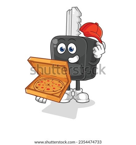 the car key pizza delivery boy vector. cartoon character