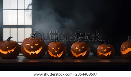 Halloween Pumpkin Carving Contest Indoors Royalty-Free Stock Photo #2354480697