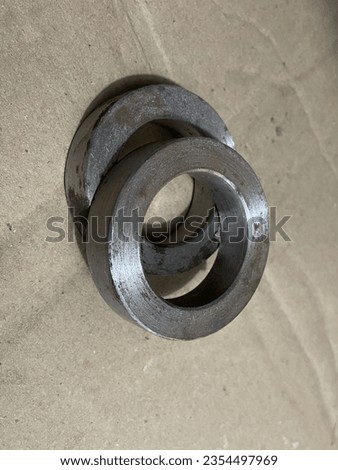 Solo-Indonesia, 30 August 2023 Photo of two graphite rings in a factory warehouse.