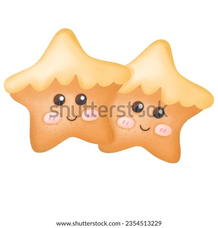 Cute star cookies couple Christmas clip art decorating for kids