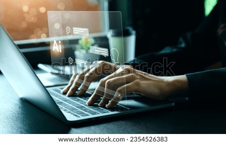 AI tech enhances businesses by processing data, improving decision-making, developing innovative products, automating processes, and boosting competitiveness. future technology Royalty-Free Stock Photo #2354526383
