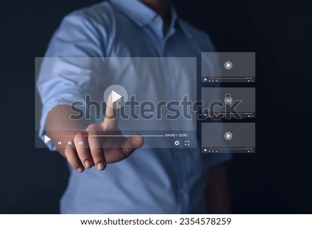 Businessman watching live stream online live streaming video on internet concept digital live stream multimedia player