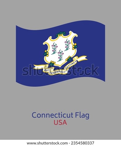Flag of Connecticut, State of Connecticut Flag, Flag of USA state Connecticut Vector Illustration Wavy Style, United States of America USA.