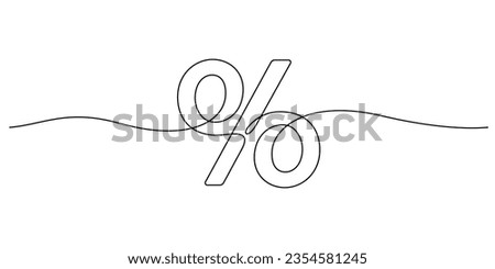 one line drawing of percent symbol minimalist style thin line vector illustration. concept of discount,business,sale marketing,commercial,investment,tax,economic,etc Royalty-Free Stock Photo #2354581245