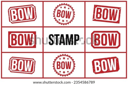 Bow stamp red rubber stamp on white background. Bow stamp sign. Bow stamp.