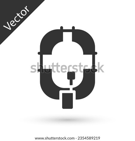 Grey Inflatable boat icon isolated on white background. Rafting boat. Water sports, extreme sports, holiday, vacation.  Vector