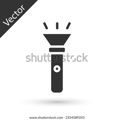 Grey Flashlight icon isolated on white background.  Vector