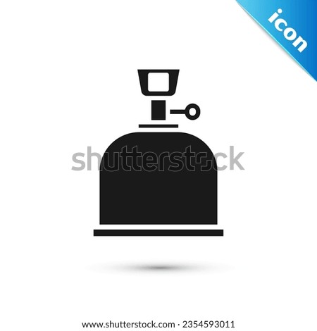 Grey Camping gas stove icon isolated on white background. Portable gas burner. Hiking, camping equipment.  Vector Illustration