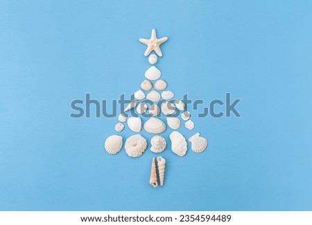 Christmas tree made from seashells.