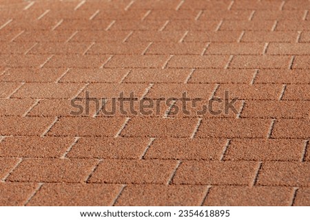 Orange bricks floor background, Abstract geometric pattern, Grizzly brick blocks texture, Outdoor pavement or footpath, Can be used as background for display or montage products.