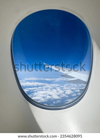 Airbus A380 business class window inflight Royalty-Free Stock Photo #2354628095
