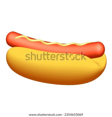 Hotdog fast food. 3d render illustration isolated on white background