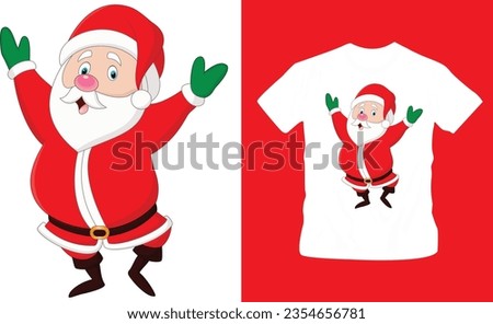 cute christmas santa claus smiling, gifts, printable, vector illustration t-shirt design editable template