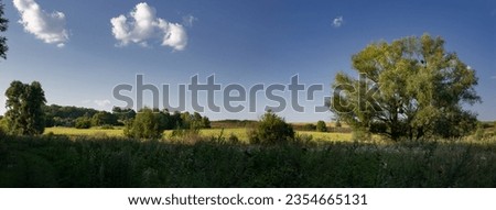 Landscape laconicism in the field.Evening, horizon, clouds, field.Landscape picture in the field.