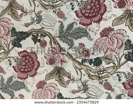 Traditional mughal floral block printed design on cotton