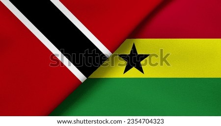 Flag of Trinidad and Tobago and Ghana - 3D illustration. Two Flag Together - Fabric Texture