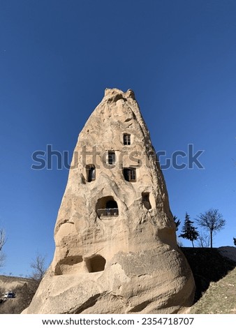 Carved stone houses called Fairy Chimneys in Cappadocia
