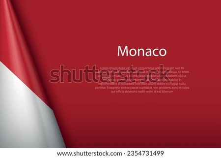 3d national flag Monaco isolated on background with copyspace