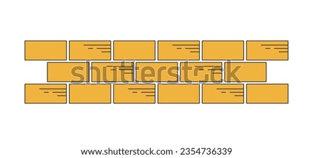 Brickwork flat line color isolated vector object. Brickwall, stone wall. Bricks textured material. Editable clip art image on white background. Simple outline cartoon spot illustration for web design