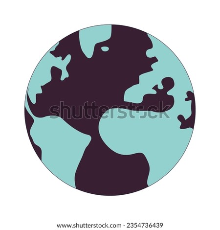 Earth flat line color isolated vector object. Livable planet with continents. Editable clip art image on white background. Simple outline cartoon spot illustration for web design