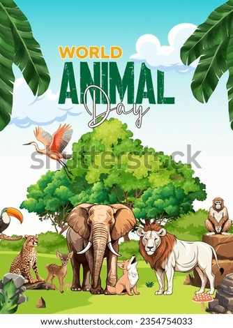 World animal day wildlife illustration vector template 