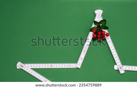 New Year's concept for construction companies.  Christmas decoration with folding rule.  Banner.
