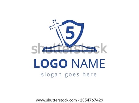 Church logo With 5 Letter Concept. Christian sign symbols. The cross of Jesus logo for Christian church