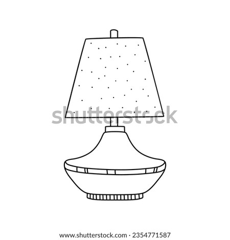 Bedside lamp doodle line icon isolated on white background vector graphics