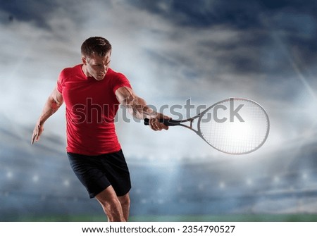 Professional sporty tennis player at stadium