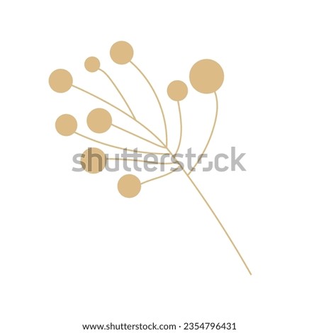 Vector stock illustration of gypsophila. Cream branch of dry grass. Soft beige color. Template for a wedding card. Vector illustration in flat style isolated on white background.