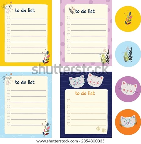to do list. Set of planners and to do list with home interior decor illustrations. Template for agenda, schedule, planners, checklists, notebooks, cards and other stationery.