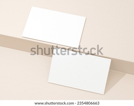 Blank business cards on minimalist background. Mockup for branding identity. 3d rendering